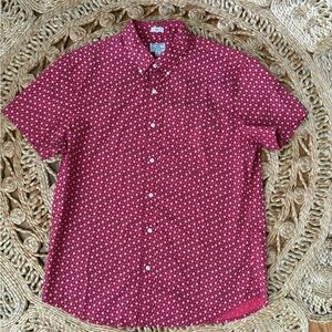 J. Crew Red Patterned Casual Button Down Shirt Slim Fit